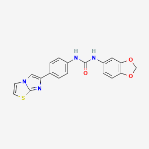 molecular formula C19H14N4O3S B3209394 1-(Benzo[d][1,3]dioxol-5-yl)-3-(4-(imidazo[2,1-b]thiazol-6-yl)phenyl)urea CAS No. 1058471-43-4