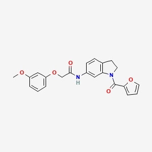 molecular formula C22H20N2O5 B3209447 N-(1-(furan-2-carbonyl)indolin-6-yl)-2-(3-methoxyphenoxy)acetamide CAS No. 1058490-39-3