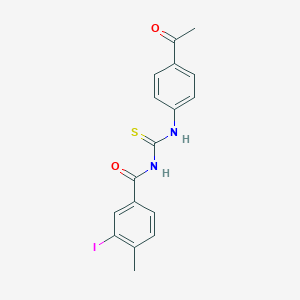 molecular formula C17H15IN2O2S B320945 N-[(4-acetylphenyl)carbamothioyl]-3-iodo-4-methylbenzamide 