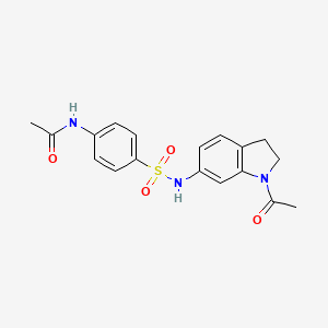 molecular formula C18H19N3O4S B3209586 N-(4-(N-(1-acetylindolin-6-yl)sulfamoyl)phenyl)acetamide CAS No. 1060188-95-5