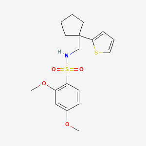 molecular formula C18H23NO4S2 B3209604 2,4-dimethoxy-N-((1-(thiophen-2-yl)cyclopentyl)methyl)benzenesulfonamide CAS No. 1060195-01-8