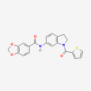 molecular formula C21H16N2O4S B3209632 N-(1-(thiophene-2-carbonyl)indolin-6-yl)benzo[d][1,3]dioxole-5-carboxamide CAS No. 1060197-64-9