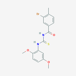 molecular formula C17H17BrN2O3S B320964 3-bromo-N-[(2,5-dimethoxyphenyl)carbamothioyl]-4-methylbenzamide 