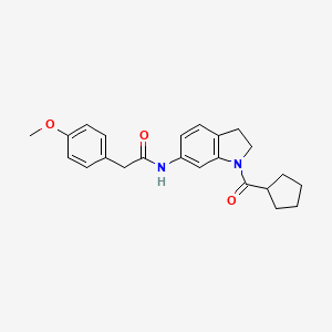 molecular formula C23H26N2O3 B3209648 N-(1-(cyclopentanecarbonyl)indolin-6-yl)-2-(4-methoxyphenyl)acetamide CAS No. 1060198-04-0