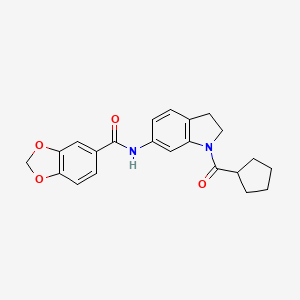 molecular formula C22H22N2O4 B3209655 N-(1-(cyclopentanecarbonyl)indolin-6-yl)benzo[d][1,3]dioxole-5-carboxamide CAS No. 1060199-78-1