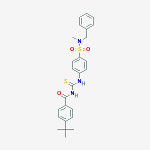 molecular formula C26H29N3O3S2 B320974 N-({4-[benzyl(methyl)sulfamoyl]phenyl}carbamothioyl)-4-tert-butylbenzamide 