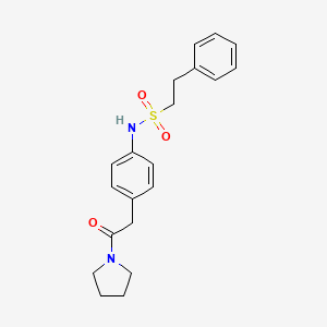 molecular formula C20H24N2O3S B3209752 N-(4-(2-oxo-2-(pyrrolidin-1-yl)ethyl)phenyl)-2-phenylethanesulfonamide CAS No. 1060254-08-1