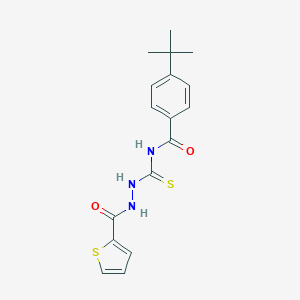 molecular formula C17H19N3O2S2 B320983 4-tert-butyl-N-{[2-(thien-2-ylcarbonyl)hydrazino]carbothioyl}benzamide 