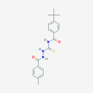 molecular formula C20H23N3O2S B320984 4-tert-butyl-N-{[2-(4-methylbenzoyl)hydrazino]carbothioyl}benzamide 