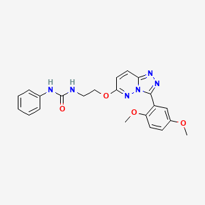 molecular formula C22H22N6O4 B3209864 1-(2-((3-(2,5-Dimethoxyphenyl)-[1,2,4]triazolo[4,3-b]pyridazin-6-yl)oxy)ethyl)-3-phenylurea CAS No. 1060305-53-4