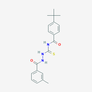 molecular formula C20H23N3O2S B320987 4-tert-butyl-N-{[2-(3-methylbenzoyl)hydrazino]carbothioyl}benzamide 