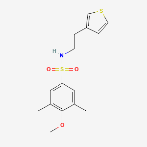 molecular formula C15H19NO3S2 B3209918 4-methoxy-3,5-dimethyl-N-(2-(thiophen-3-yl)ethyl)benzenesulfonamide CAS No. 1060330-28-0