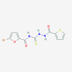 molecular formula C11H8BrN3O3S2 B320992 5-bromo-N-[[[oxo(thiophen-2-yl)methyl]hydrazo]-sulfanylidenemethyl]-2-furancarboxamide 