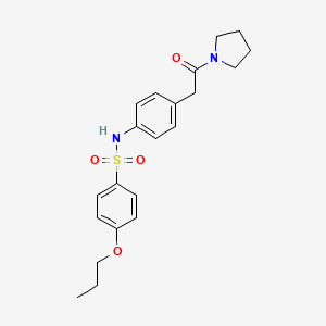 molecular formula C21H26N2O4S B3209989 N-(4-(2-oxo-2-(pyrrolidin-1-yl)ethyl)phenyl)-4-propoxybenzenesulfonamide CAS No. 1060367-23-8