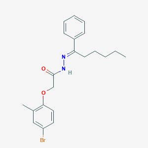 molecular formula C21H25BrN2O2 B321000 2-(4-bromo-2-methylphenoxy)-N'-(1-phenylhexylidene)acetohydrazide 