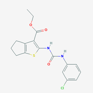 molecular formula C17H17ClN2O3S B321001 ethyl 2-{[(3-chloroanilino)carbonyl]amino}-5,6-dihydro-4H-cyclopenta[b]thiophene-3-carboxylate 