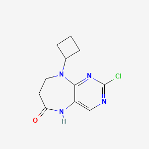 molecular formula C11H13ClN4O B3210167 2-Chloro-9-cyclobutyl-8,9-dihydro-5H-pyrimido[4,5-b][1,4]diazepin-6(7H)-one CAS No. 1062244-39-6