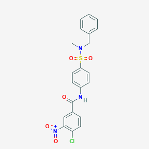 molecular formula C21H18ClN3O5S B321038 N-(4-{[benzyl(methyl)amino]sulfonyl}phenyl)-4-chloro-3-nitrobenzamide 
