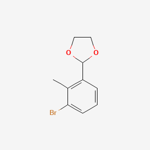 molecular formula C10H11BrO2 B3210457 2-(3-Bromo-2-methylphenyl)-1,3-dioxolane CAS No. 106965-50-8