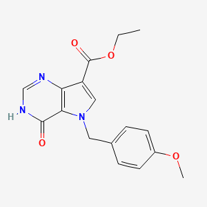 molecular formula C17H17N3O4 B3210577 Ethyl 5-(4-methoxybenzyl)-4-oxo-4,5-dihydro-3H-pyrrolo[3,2-d]pyrimidine-7-carboxylate CAS No. 1072097-23-4