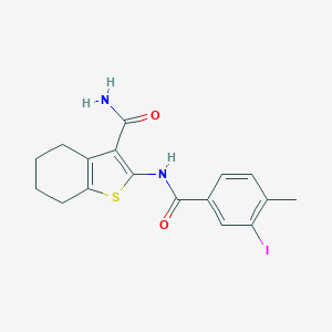 molecular formula C17H17IN2O2S B321064 2-[(3-Iodo-4-methylbenzoyl)amino]-4,5,6,7-tetrahydro-1-benzothiophene-3-carboxamide 