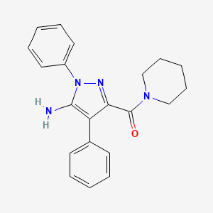 molecular formula C21H22N4O B3210699 (5-Amino-1,4-diphenyl-1H-pyrazol-3-YL)(piperidin-1-YL)methanone CAS No. 1076197-32-4