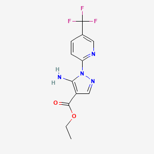 molecular formula C12H11F3N4O2 B3210720 5-氨基-1-[5-(三氟甲基)吡啶-2-基]-1H-吡唑-4-羧酸乙酯 CAS No. 107748-84-5