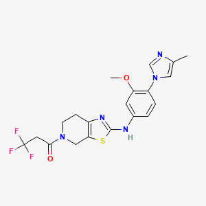 molecular formula C20H20F3N5O2S B3210727 3,3,3-Trifluoro-1-(2-((3-methoxy-4-(4-methyl-1H-imidazol-1-yl)phenyl)amino)-6,7-dihydrothiazolo[5,4-c]pyridin-5(4H)-yl)propan-1-one CAS No. 1077629-18-5