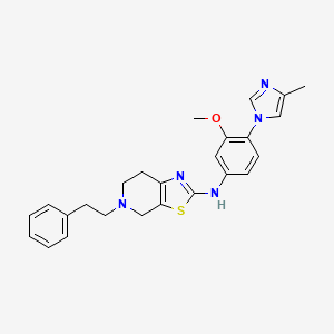 molecular formula C25H27N5OS B3210734 N-(3-Methoxy-4-(4-methyl-1H-imidazol-1-yl)phenyl)-5-phenethyl-4,5,6,7-tetrahydrothiazolo[5,4-c]pyridin-2-amine CAS No. 1077629-24-3