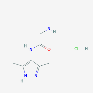 molecular formula C8H15ClN4O B3210758 N-(3,5-dimethyl-1H-pyrazol-4-yl)-2-(methylamino)acetamide hydrochloride CAS No. 1078160-58-3