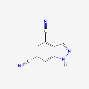 molecular formula C9H4N4 B3210950 1H-indazole-4,6-dicarbonitrile CAS No. 1082041-45-9