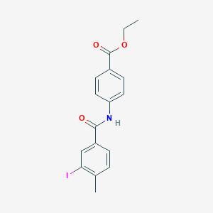 molecular formula C17H16INO3 B321098 Ethyl 4-[(3-iodo-4-methylbenzoyl)amino]benzoate 