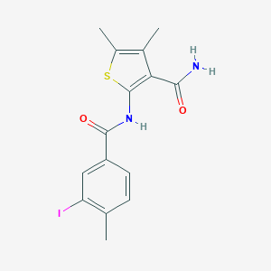 molecular formula C15H15IN2O2S B321105 2-[(3-Iodo-4-methylbenzoyl)amino]-4,5-dimethyl-3-thiophenecarboxamide 
