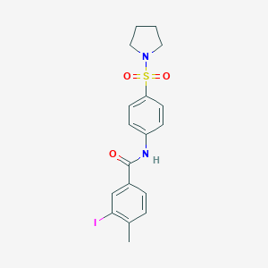 molecular formula C18H19IN2O3S B321113 3-iodo-4-methyl-N-[4-(1-pyrrolidinylsulfonyl)phenyl]benzamide 