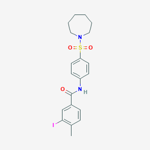 molecular formula C20H23IN2O3S B321119 N-[4-(1-azepanylsulfonyl)phenyl]-3-iodo-4-methylbenzamide 