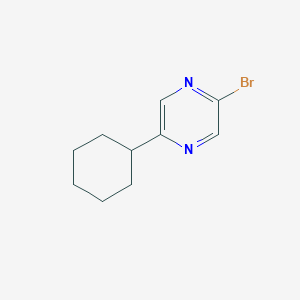 molecular formula C10H13BrN2 B3211290 2-Bromo-5-(cyclohexyl)pyrazine CAS No. 1086382-84-4