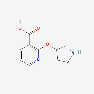 molecular formula C10H12N2O3 B3211321 2-(Pyrrolidin-3-yloxy)nicotinic acid CAS No. 1086392-86-0