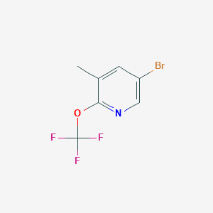 molecular formula C7H5BrF3NO B3211322 Pyridine, 5-bromo-3-methyl-2-(trifluoromethoxy)- CAS No. 1086392-94-0