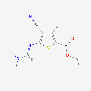molecular formula C12H15N3O2S B3211412 Ethyl 4-cyano-5-{[(dimethylamino)methylidene]amino}-3-methylthiophene-2-carboxylate CAS No. 1087792-54-8