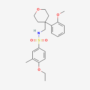 molecular formula C22H29NO5S B3211511 4-ethoxy-N-((4-(2-methoxyphenyl)tetrahydro-2H-pyran-4-yl)methyl)-3-methylbenzenesulfonamide CAS No. 1091011-80-1