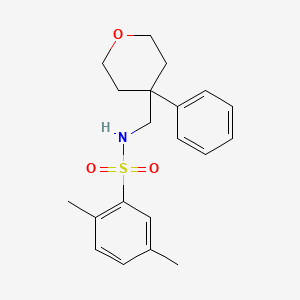 molecular formula C20H25NO3S B3211536 2,5-dimethyl-N-((4-phenyltetrahydro-2H-pyran-4-yl)methyl)benzenesulfonamide CAS No. 1091050-78-0