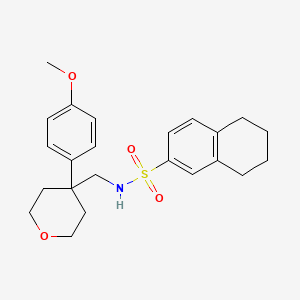 molecular formula C23H29NO4S B3211540 N-((4-(4-methoxyphenyl)tetrahydro-2H-pyran-4-yl)methyl)-5,6,7,8-tetrahydronaphthalene-2-sulfonamide CAS No. 1091052-14-0