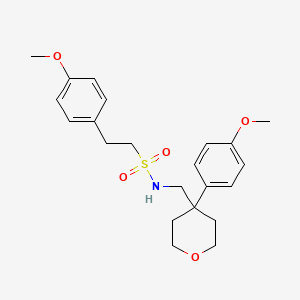 molecular formula C22H29NO5S B3211541 2-(4-methoxyphenyl)-N-((4-(4-methoxyphenyl)tetrahydro-2H-pyran-4-yl)methyl)ethanesulfonamide CAS No. 1091052-94-6