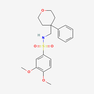 molecular formula C20H25NO5S B3211595 3,4-dimethoxy-N-((4-phenyltetrahydro-2H-pyran-4-yl)methyl)benzenesulfonamide CAS No. 1091173-16-8