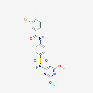 molecular formula C23H25BrN4O5S B321171 3-bromo-4-tert-butyl-N-(4-{[(2,6-dimethoxy-4-pyrimidinyl)amino]sulfonyl}phenyl)benzamide 