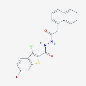 molecular formula C22H17ClN2O3S B321177 3-chloro-6-methoxy-N'-(1-naphthylacetyl)-1-benzothiophene-2-carbohydrazide 