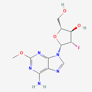 molecular formula C11H14FN5O4 B3211802 (2R,3R,4S,5R)-5-(6-Amino-2-methoxy-9H-purin-9-yl)-4-fluoro-2-(hydroxymethyl)tetrahydrofuran-3-ol CAS No. 1093278-52-4