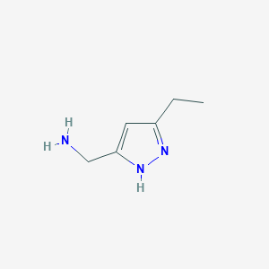 molecular formula C6H11N3 B3211817 (3-乙基-1H-吡唑-5-基)甲胺 CAS No. 1093430-33-1