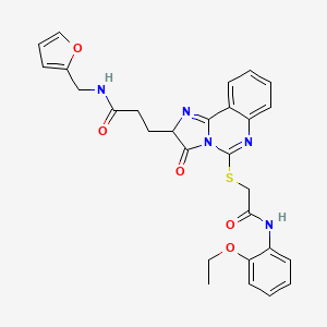 molecular formula C28H27N5O5S B3211825 3-[5-({[(2-ethoxyphenyl)carbamoyl]methyl}sulfanyl)-3-oxo-2H,3H-imidazo[1,2-c]quinazolin-2-yl]-N-[(furan-2-yl)methyl]propanamide CAS No. 1093808-05-9