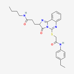 molecular formula C27H31N5O3S B3211971 N-butyl-3-[5-({[(4-ethylphenyl)carbamoyl]methyl}sulfanyl)-3-oxo-2H,3H-imidazo[1,2-c]quinazolin-2-yl]propanamide CAS No. 1095323-81-1